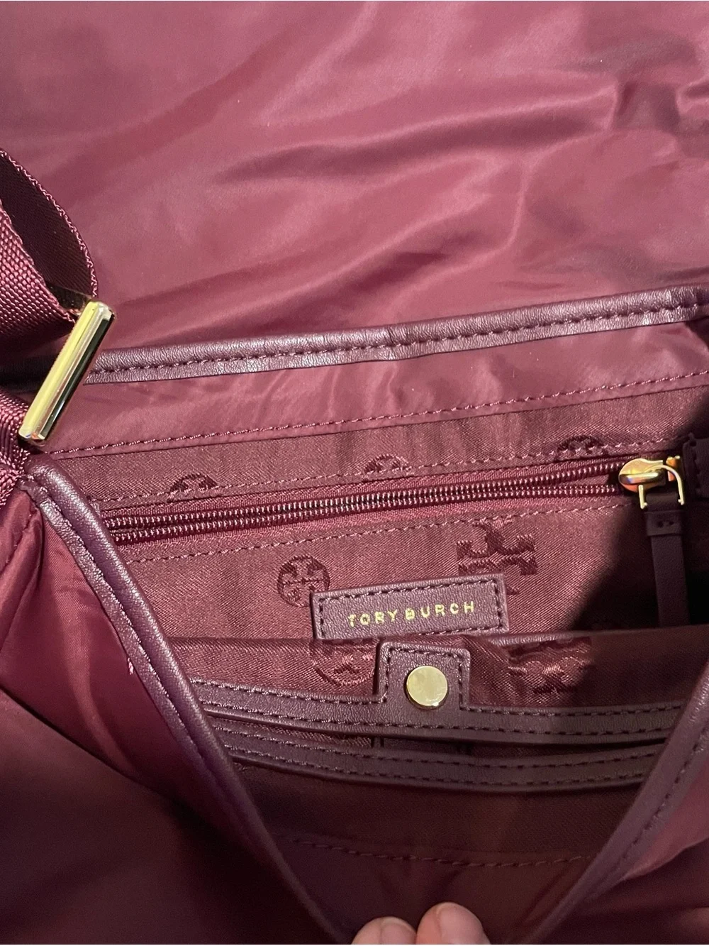 EUC Tory Burch Maroon Nylon Crossbody Bag
